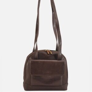 Authentic GUCCI Vintage Bamboo Shoulder Bag Purse Leather Brown